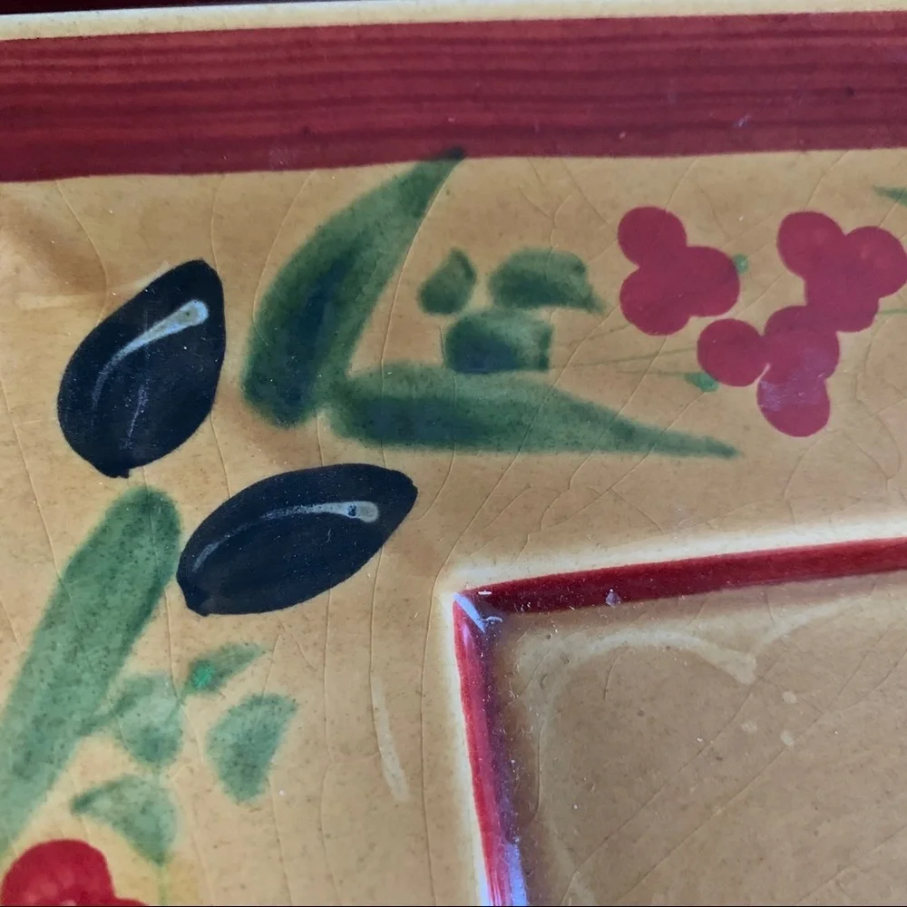 Williams Sonoma Olives Red Berries Square Plater